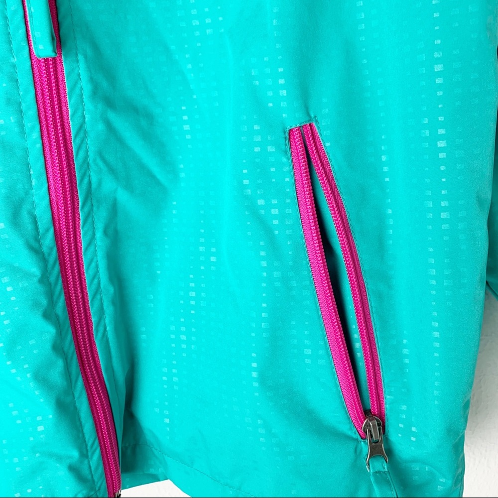 Girls Rain Jacket Wind Breaker Hood Zip Front - Picture 3 of 7
